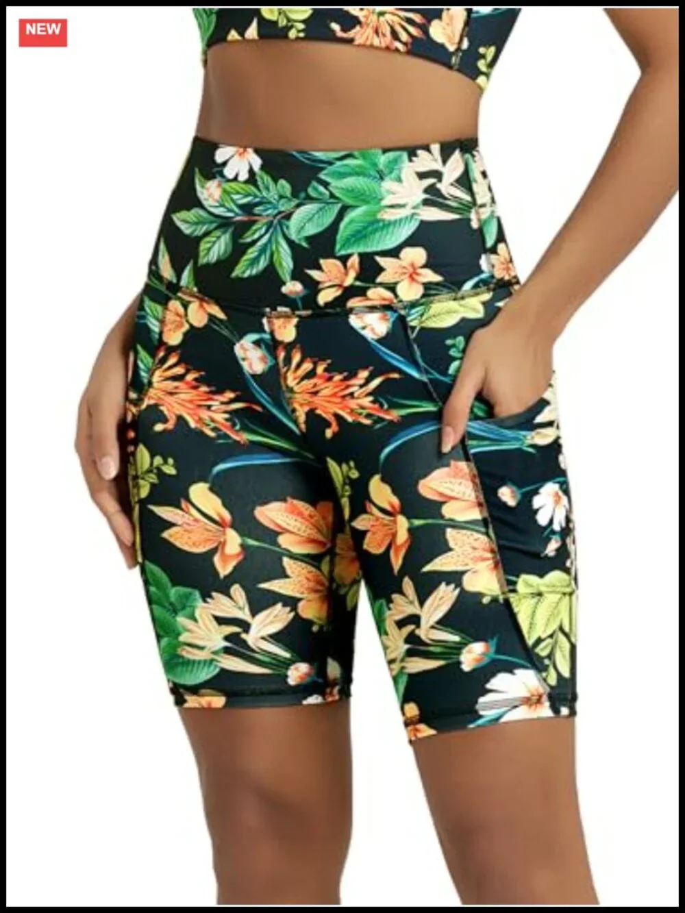 High Waist Biker Shorts with Pockets 4-Way Stretch Yoga Athletic
